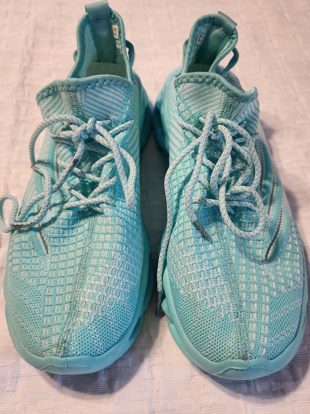 Source Unknown Mint Blue Knit Lace-Up Men's Slip-On Sneakers